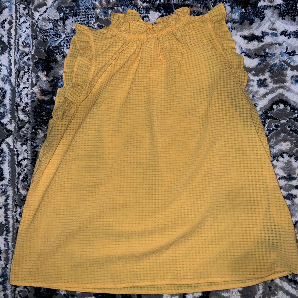 Yellow Target Tank Top with Ruffled Hem